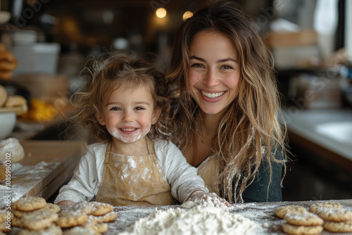 Mother and Daughter Baking Together