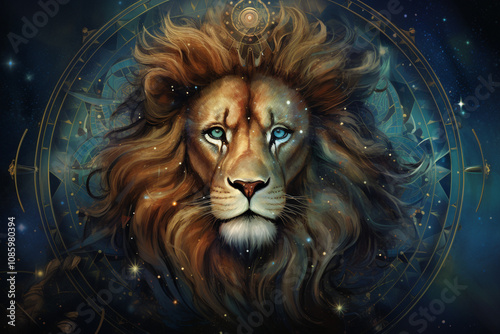 Zodiac sign - Leo. Middle of the Solar system. 