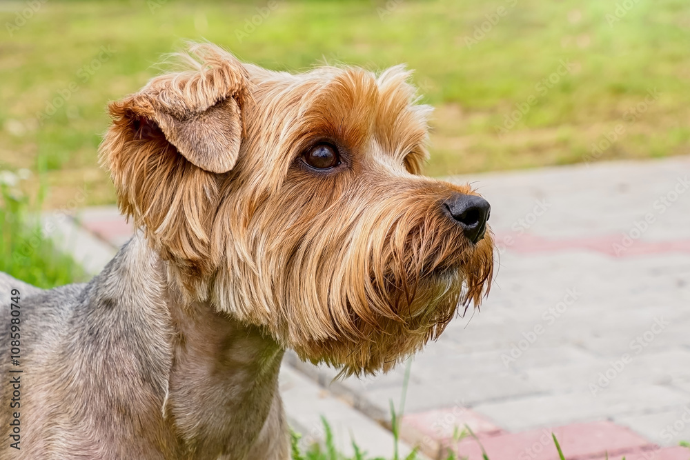 Dog. Yorkshire terrier. A pet. Cute, well-groomed lap dog. Dog. Yorkshire terrier. A pet. Cute, well-groomed lap dog.