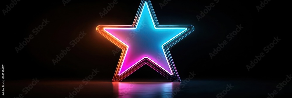 A glowing Christmas star with a gradient of neon blue to magenta, surrounded by a soft halo, set on a black background A glowing Christmas star with a gradient of neon blue to magenta, surrounded by a soft halo, set on a black background