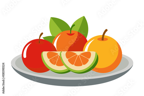 Elegant Minimalist Fruit Plate with Sliced Apples and Oranges – Modern Design for a Fresh Touch