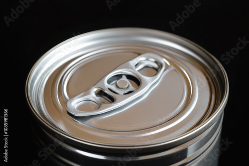 Close-up shot of a soda can with logo and labeling