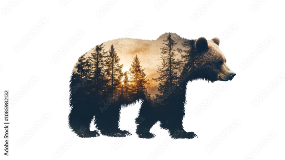 Fototapeta premium Bear silhouette transparent background