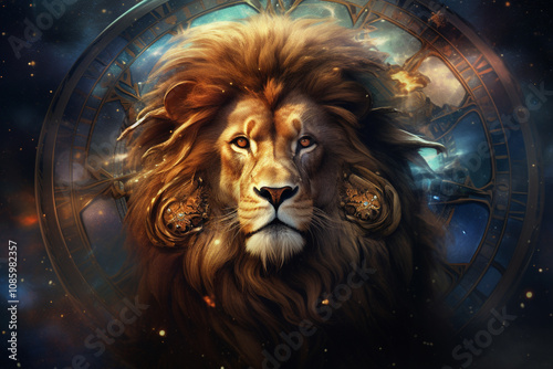 Zodiac sign - Leo. Middle of the Solar system. 