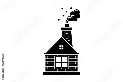 Chimney with Smoke Icon Silhouette Winter Illustration Design for Seasonal Vibes