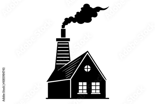 Chimney with Smoke Icon Silhouette Winter Illustration Design for Seasonal Vibes