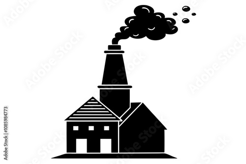 Chimney with Smoke Icon Silhouette Winter Illustration Design for Seasonal Vibes