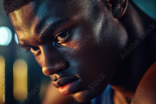 Close-up portrait of a man showing a thoughtful and intense gaze, suitable for use in editorial or commercial contexts