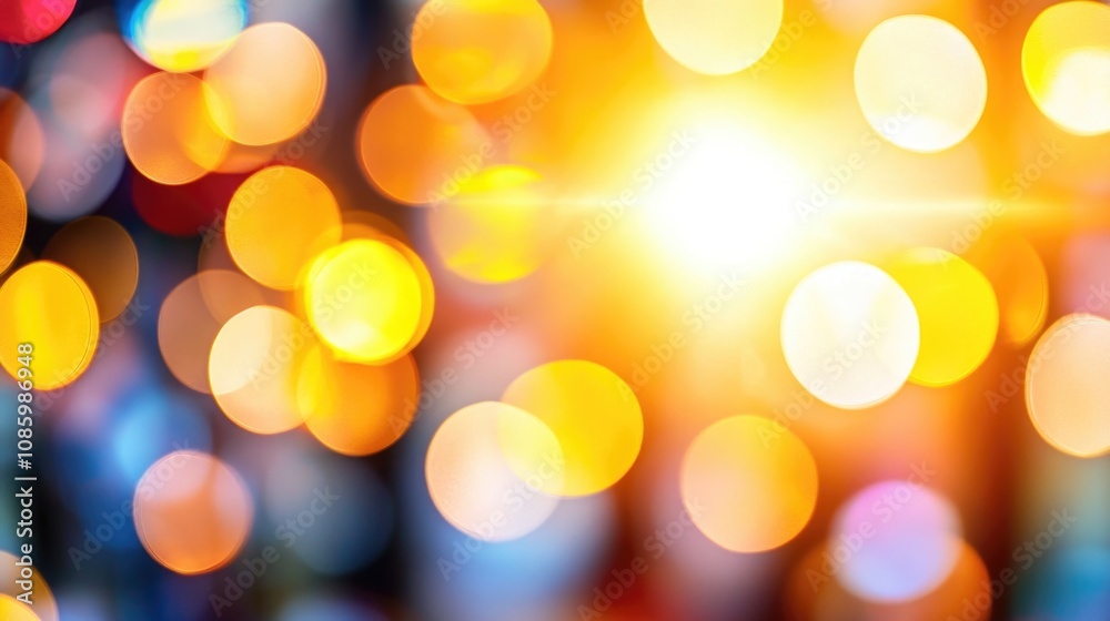 Obraz premium Glowing bokeh lights in warm tones creating a vibrant abstract pattern
