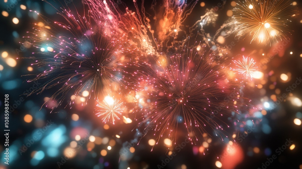 Explosive lights in the evening sky, perfect for celebrations and events Explosive lights in the evening sky, perfect for celebrations and events