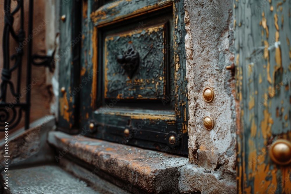 Close-up photo of a door handle on a building Close-up photo of a door handle on a building