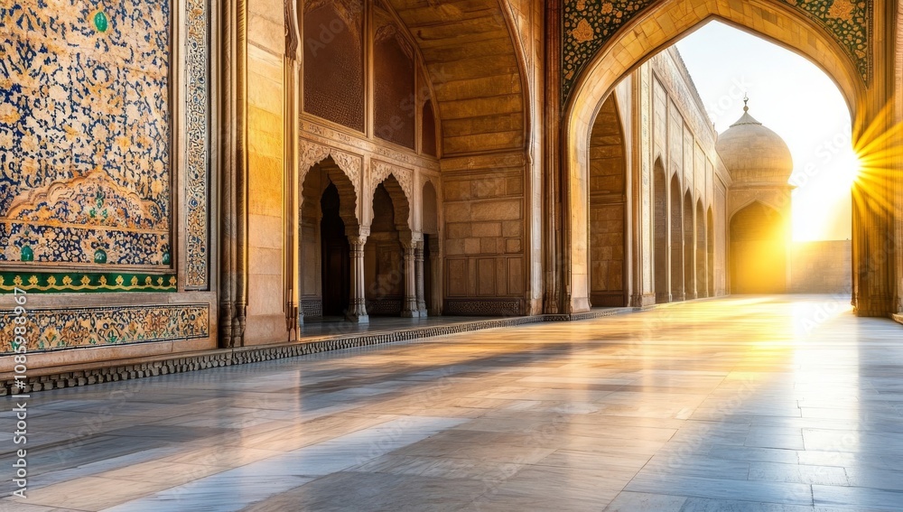 Obraz premium A Traditional Indian Palace with Intricate Architecture Featuring Vibrant Colors and Ornate Patterns