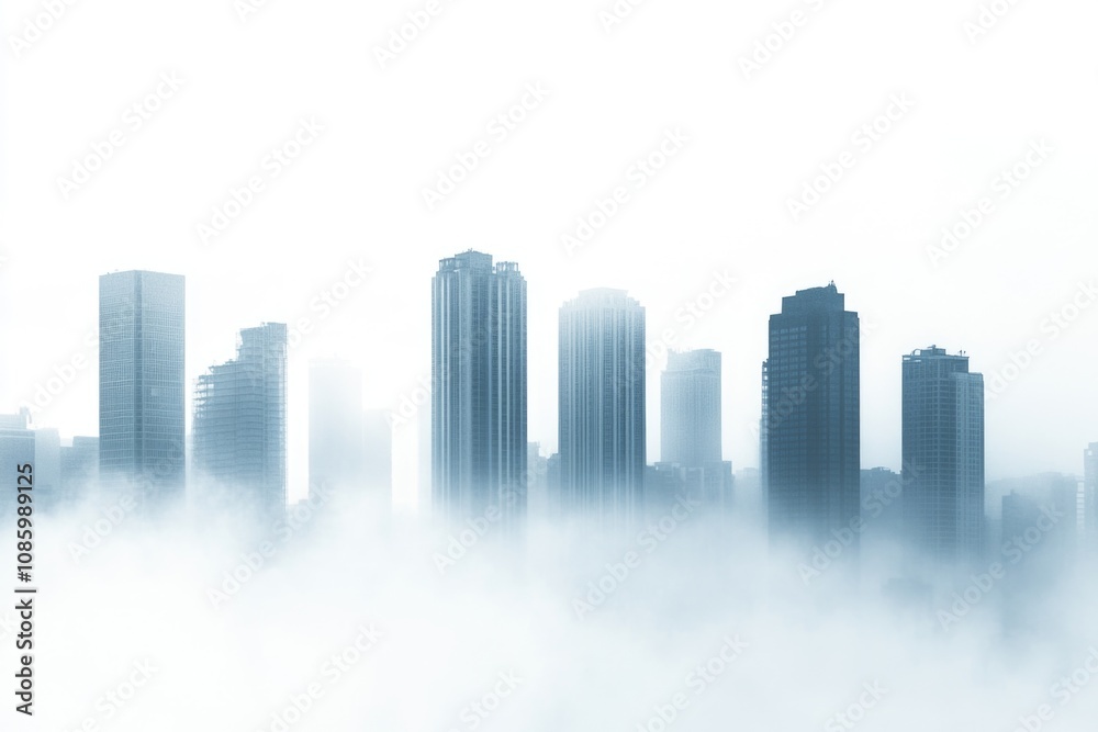 Fototapeta premium Urban landscape shrouded in mist