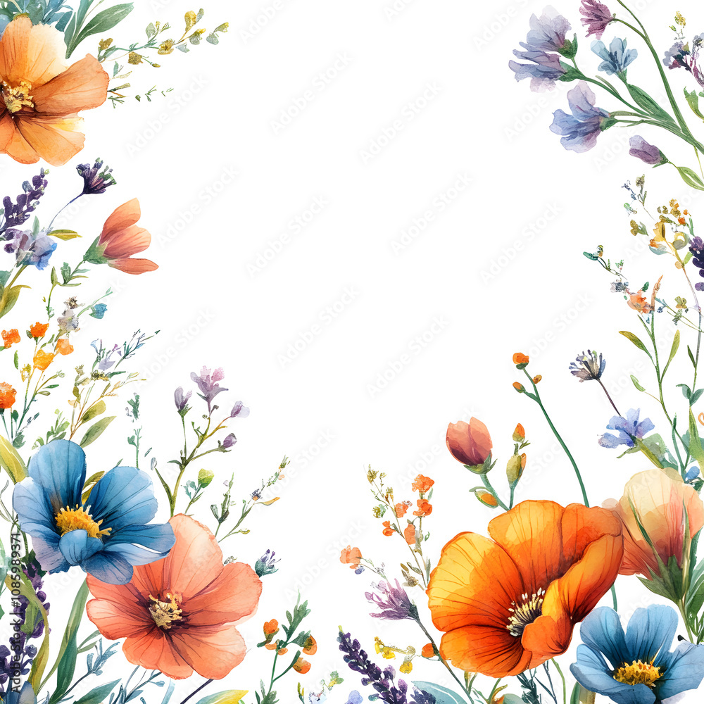 Fototapeta premium white background with colorful flowers