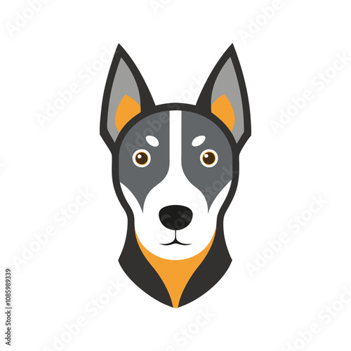 Dog head color icon. Cartoon cute dog face. Vector illustration isolated on white black. 