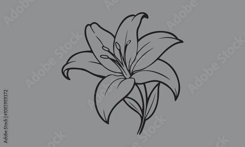flowers tattoo design over white  Lily silhouette    vector illustration
