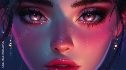 a close up digital painting of a woman face 