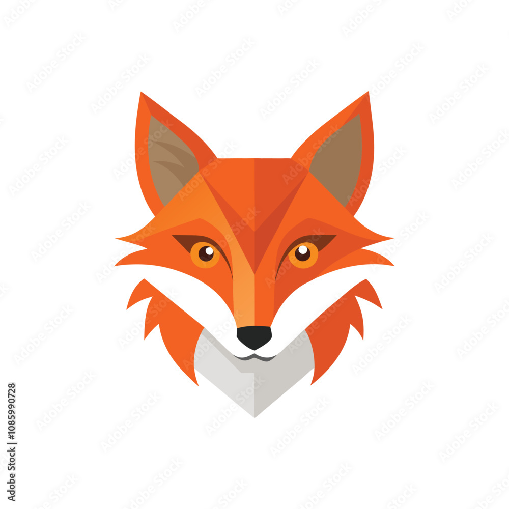 Obraz premium Cute single fox head color vector design , fox logo with white background.