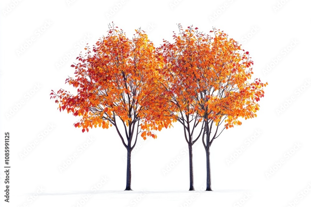 Naklejka premium A pair of trees stands tall amidst snowy landscape