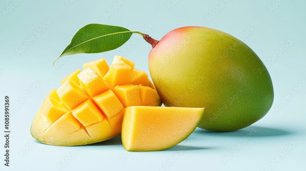 Freshly Sliced Mango with Bright Orange and Yellow Texture Freshly Sliced Mango with Bright Orange and Yellow Texture