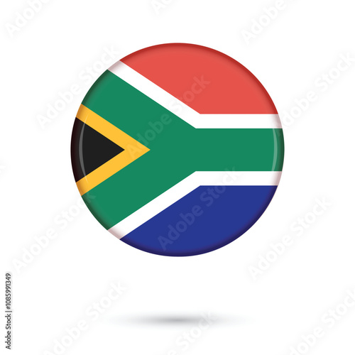 Free Download South Africa round glossy shiny 3D flag in standard colors vector isolated illustration for Freedom Day April 27, Day of reconciliation 16th December, banners, posters, flyers, online, websites - GFXLoad