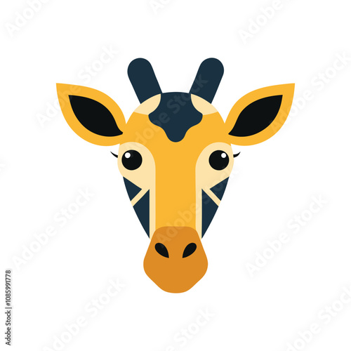 Giraffe color head  isolated vector icon illustration on white background. photo