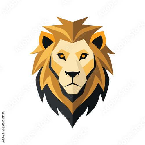 Lion color head vector silhouette graphic isolated sketch illustration on white background. 