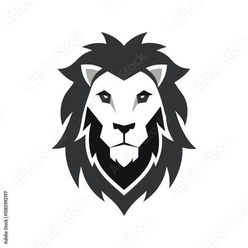 Lion color head vector silhouette  graphic isolated sketch illustration on white background.	