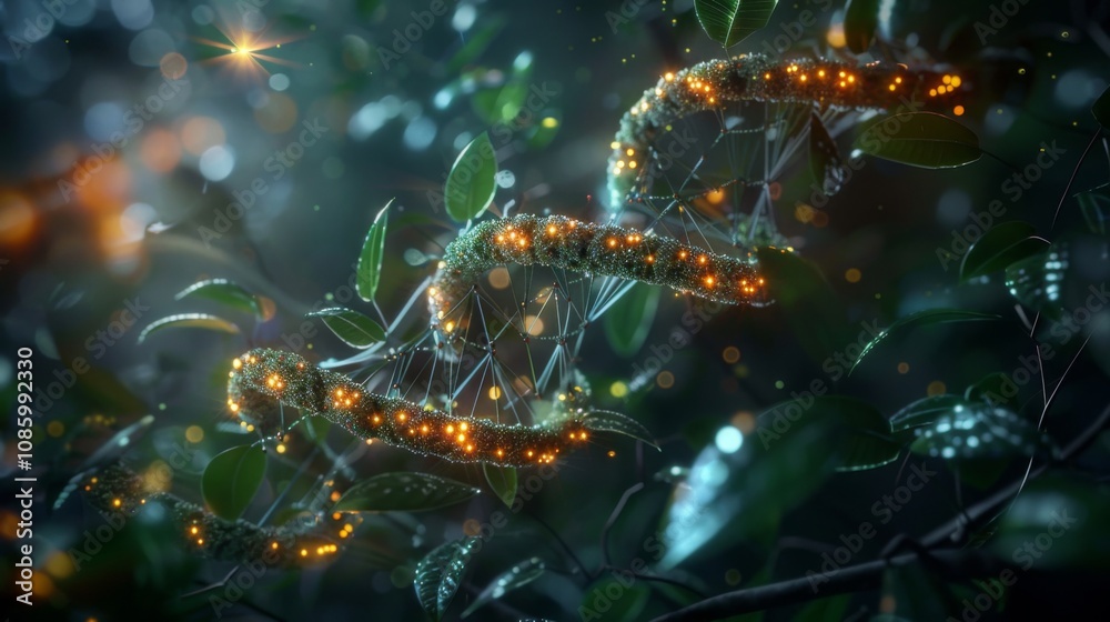 Gene Modification Sci-Fi Illustration with Spiral Structure Gene Modification Sci-Fi Illustration with Spiral Structure