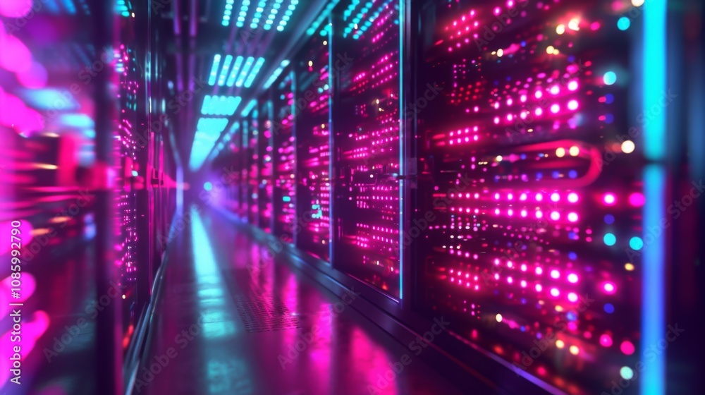 Fototapeta premium Backup Mining Hosting Mainframes in Computer Racks