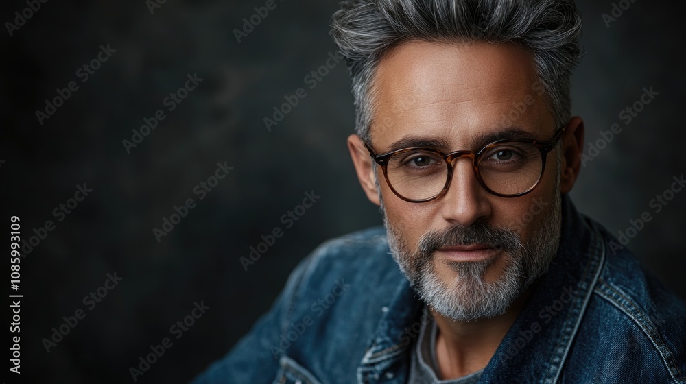 A person wearing glasses and a denim jacket, suitable for use in editorial or lifestyle content A person wearing glasses and a denim jacket, suitable for use in editorial or lifestyle content