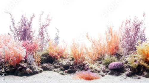 Fototapeta Naklejka Na Ścianę i Meble -  Coral reef and corals transparent background