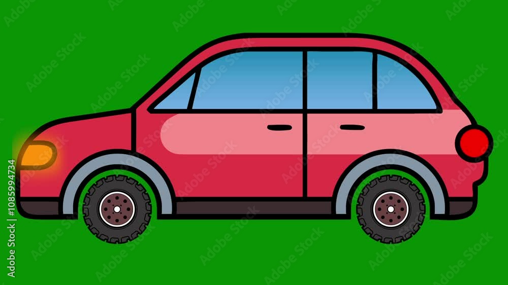 Chroma Key Editing Red Car Animation with Green Screen Background Chroma Key Editing Red Car Animation with Green Screen Background