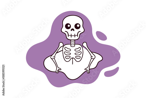 Minimalist Line Art Vector Illustration of a Halloween Skeleton Icon