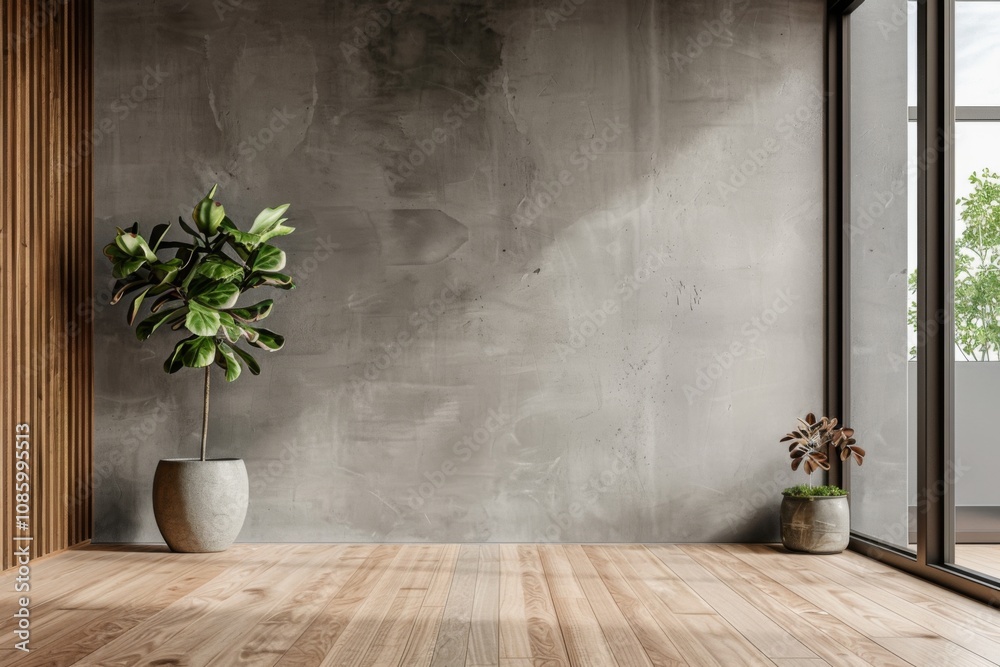 Stylish Loft Interior: Modern Living Room with Concrete Walls Stylish Loft Interior: Modern Living Room with Concrete Walls