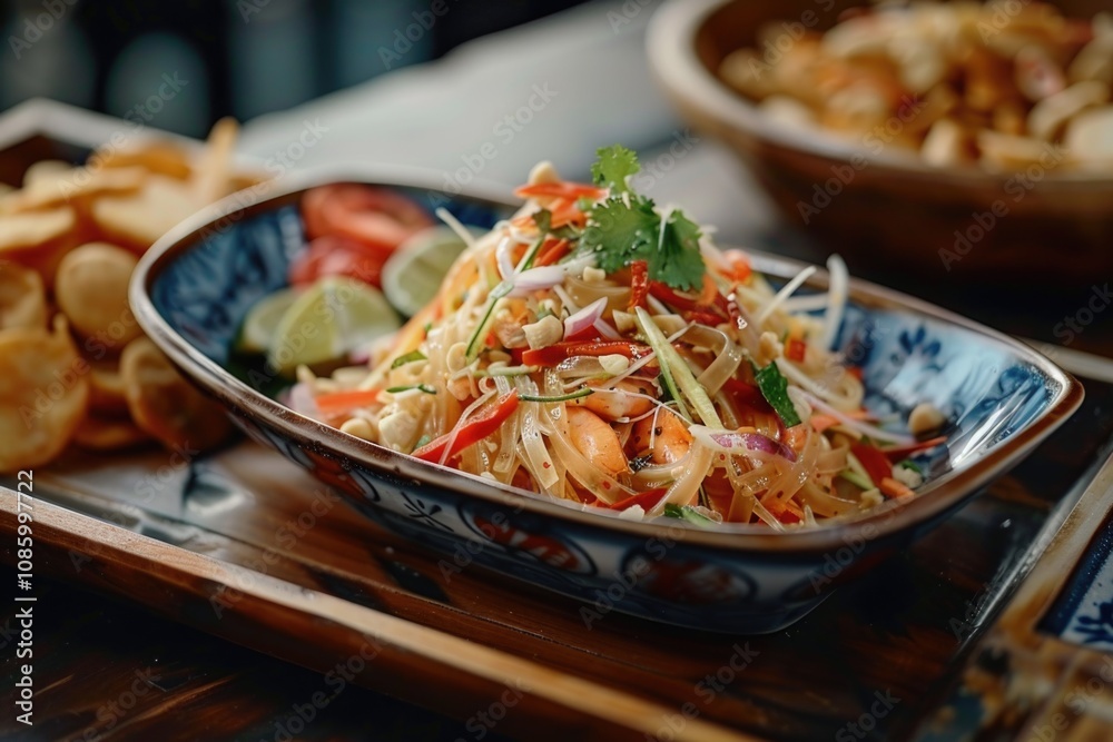 A plate of food on a table with a bowl of chips, great for everyday meals or snacks A plate of food on a table with a bowl of chips, great for everyday meals or snacks