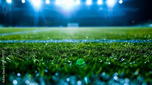 Vivid Illuminated Grass Stadium with Empty Playground photo