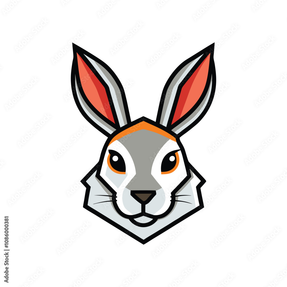 Rabbit head color icon graphic isolated sketch illustration on white background. Rabbit head color icon graphic isolated sketch illustration on white background.