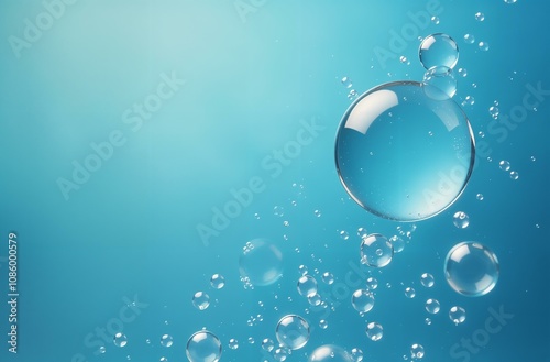 Abstract Beautiful background Blue Soap Bubbles Background, frame for text, copy space