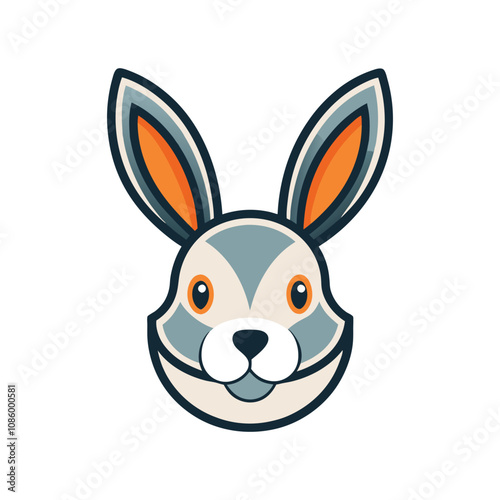 Rabbit head color icon graphic isolated sketch illustration on white background. 