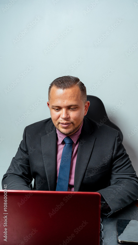 Business professional focused on work in modern office Business professional focused on work in modern office