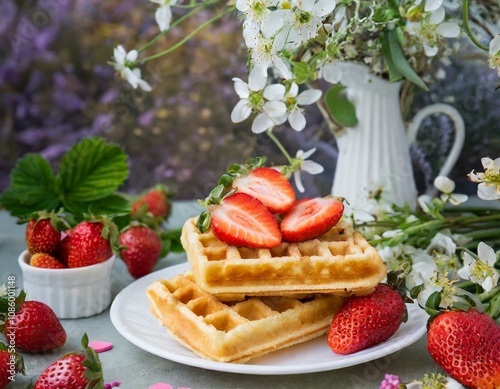 Waffeln mit Obst photo