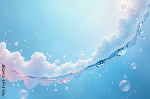 Abstract Beautiful background Blue Soap Bubbles Background, frame for text, copy space
