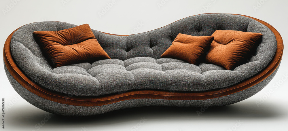 Modern Cozy Fabric Sofa with Elegant Texture and Personalized Pillows in Contemporary Setting Modern Cozy Fabric Sofa with Elegant Texture and Personalized Pillows in Contemporary Setting