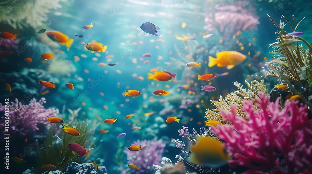 Fototapeta premium Serene underwater scenery with marine plants