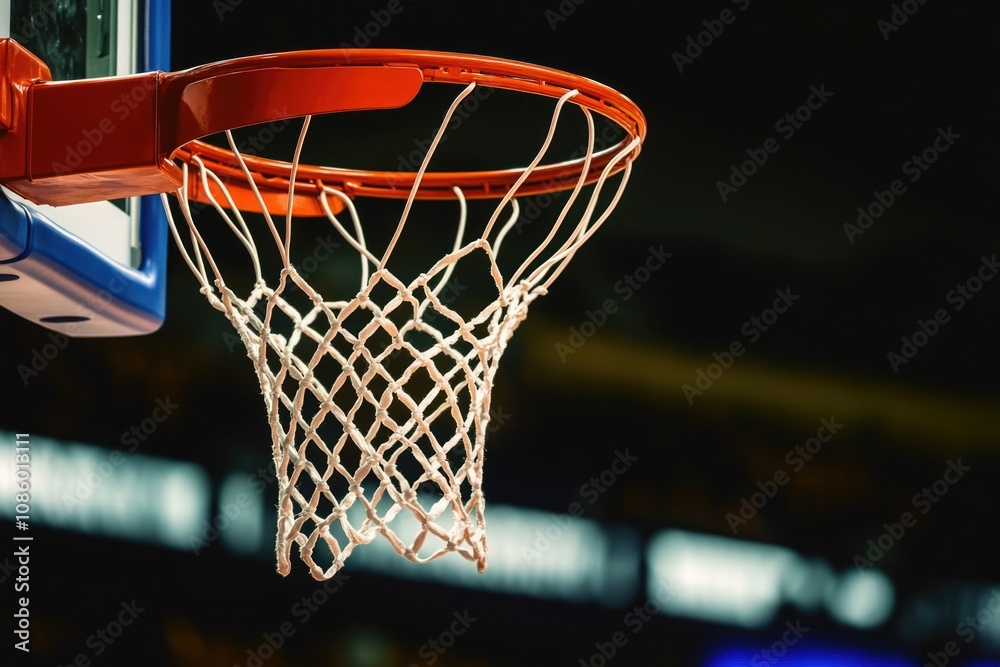 A basketball net with a ball going through it A basketball net with a ball going through it