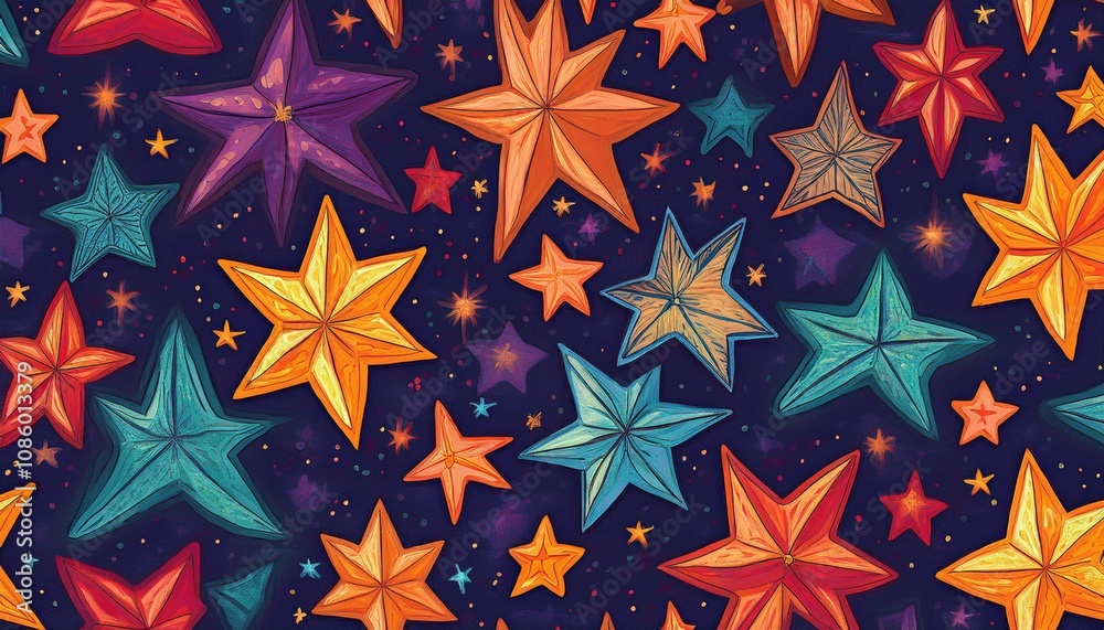 colorful christmas star seamless pattern illustration retro hand drawn doodle celebration background print xmas event holiday backdrop texture vintage party design colorful christmas star seamless pattern illustration retro hand drawn doodle celebration background print xmas event holiday backdrop texture vintage party design