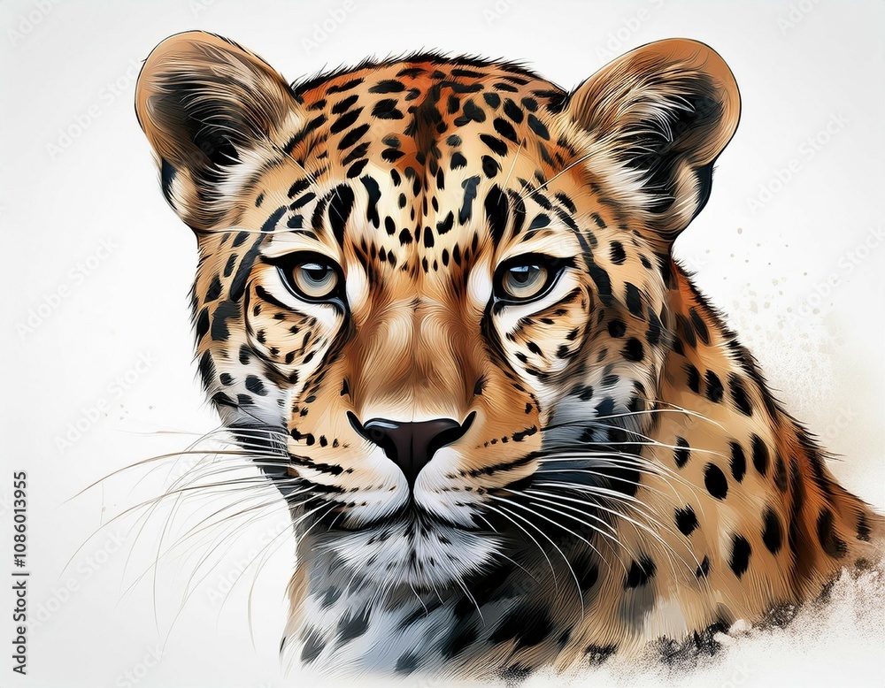 realistic leopard with white background for graphic design digital art and creative projects realistic leopard with white background for graphic design digital art and creative projects