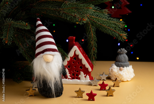 Festive Gnome Decorations with Christmas Tree
