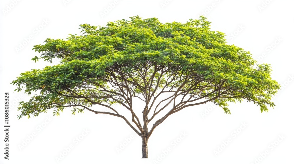 Fototapeta premium Rain tree isolated on a white background, tropical tree